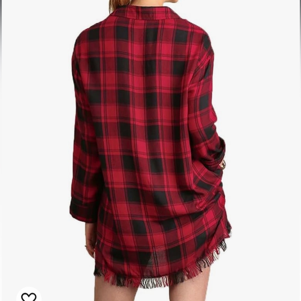 Umgee red buffalo plaid tunic top - Picture 12 of 15
